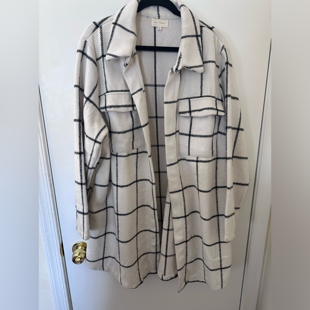 Melloday plaid long line shacket size2X - Picture 3 of 13